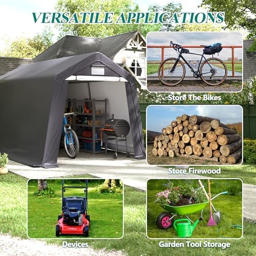 GARTOO 8' x 14' Outdoor Storage Shelter Shed, Gray