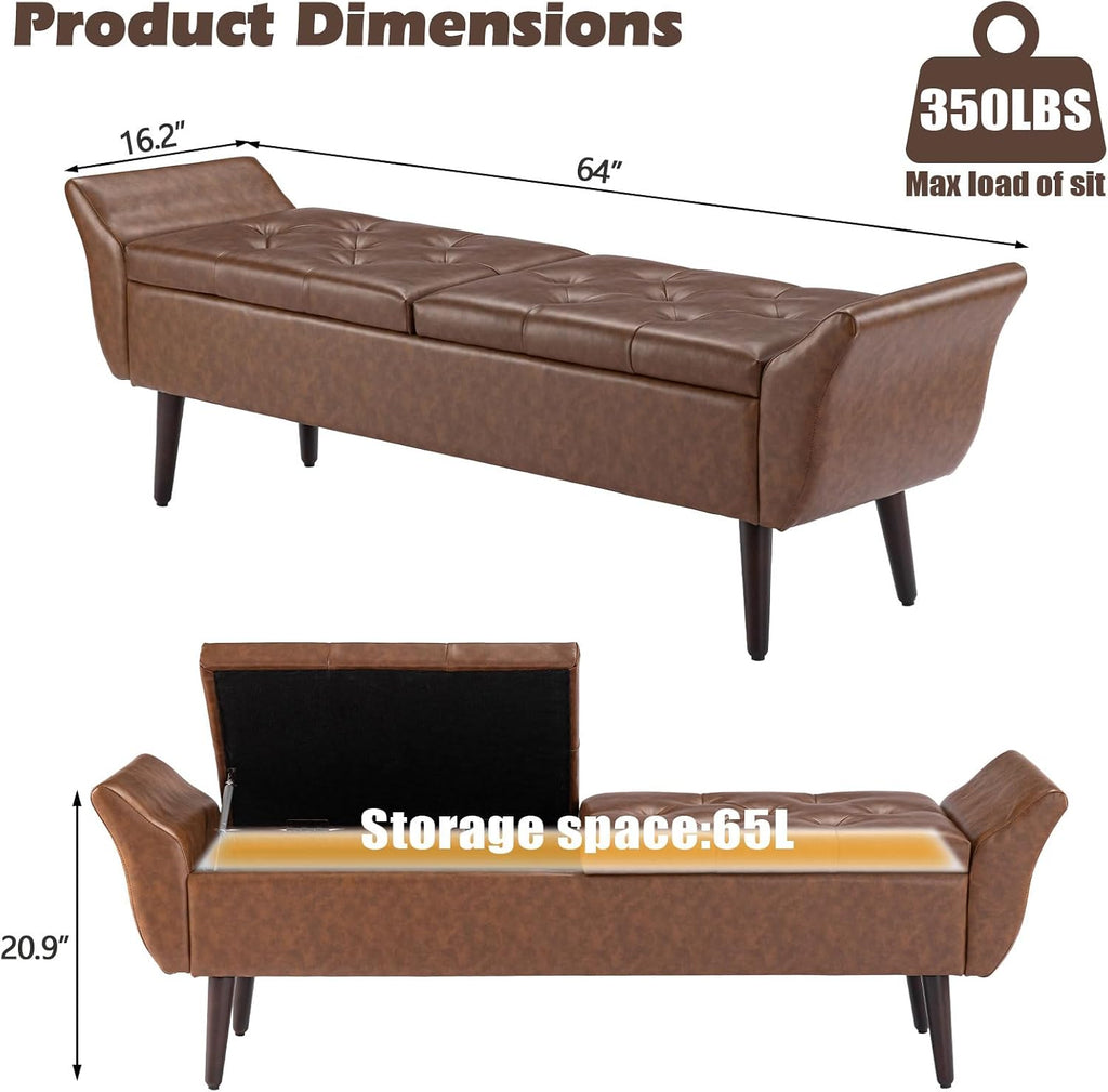 zzw storage ottoman bench 64’’ leather end of shown in use