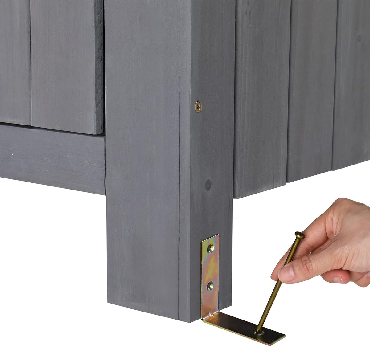 outvita outdoor storage shed, 70 inch, grey, side view
