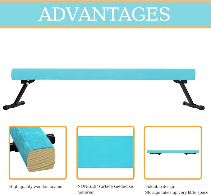Adjustable&Foldable Gymnastics Balance Beam, 6FT/8ft High-Low Level Floor