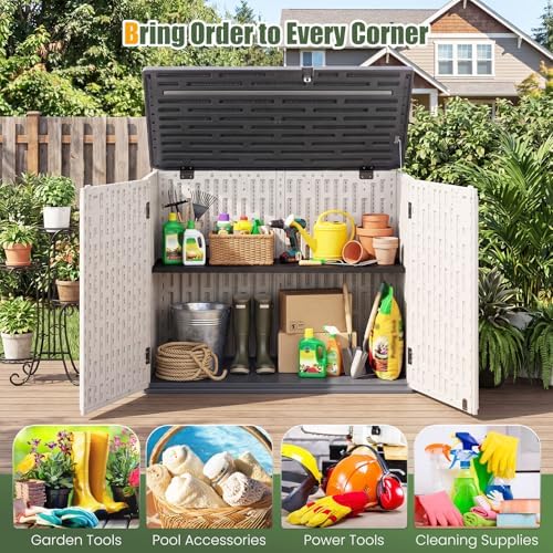 Tangkula 20 Cu.Ft Large Outdoor Storage Cabinet w/Adjustable Shelf