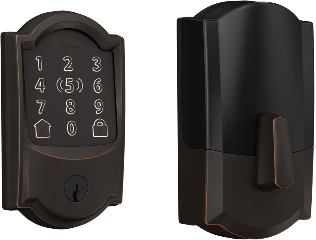 Schlage BE499WB CAM 716 Encode Plus WiFi Deadbolt Smart Lock, Keyless Entry