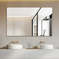 Mirrorons 48 x 30 Frameless Bathroom Mirror, Rounded Corner Bathroom Vanity