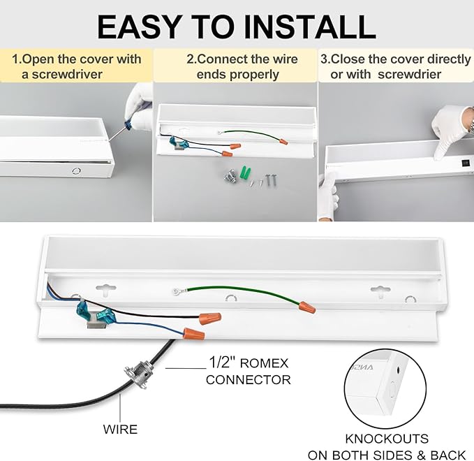 Ansen 4Packs of Under Cabinet Lighting Hardwired, 36IN 22W 1426LM, Dimmable Led