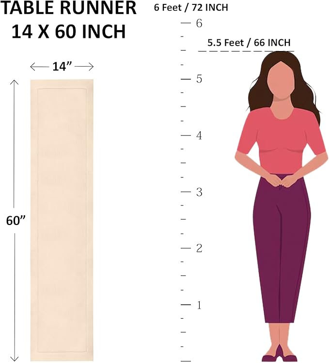 Solino Home Linen White Table Runner 60 Inches - Classic Hemstitch, 100% Pure Linen Coffee Table Runner 14 x 60 Inch Ideal for Dresser Tables - Fall, Halloween, Thanksgiving, Christmas, Holiday