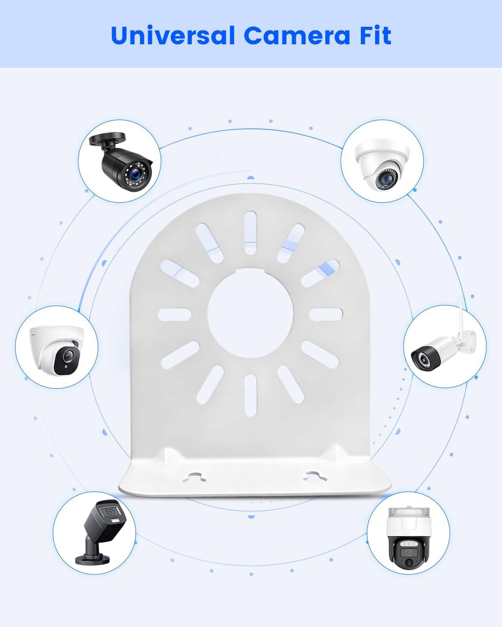 universal l-shape cctv camera bracket, metal security wall, side view
