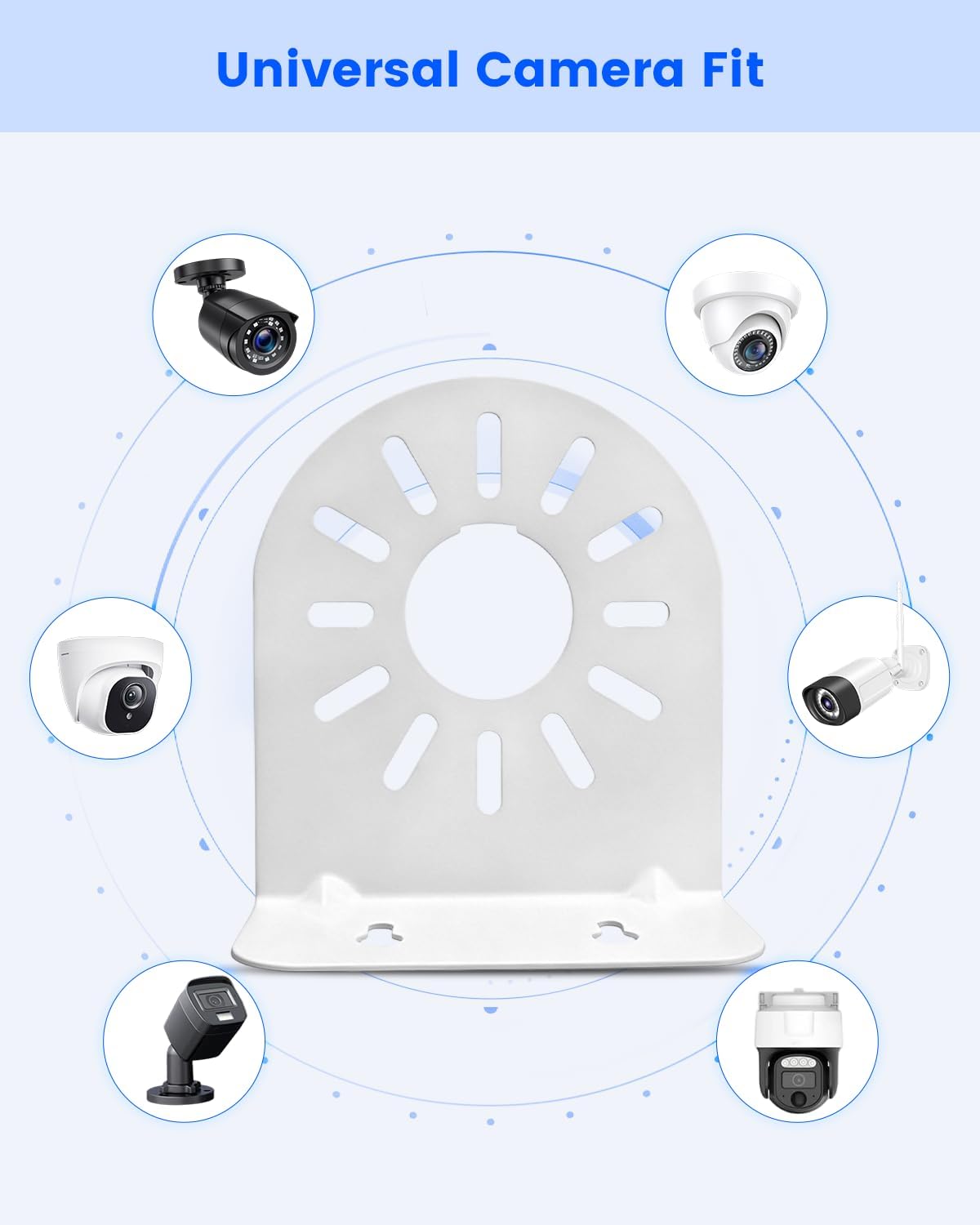 universal l-shape cctv camera bracket, metal security wall, side view