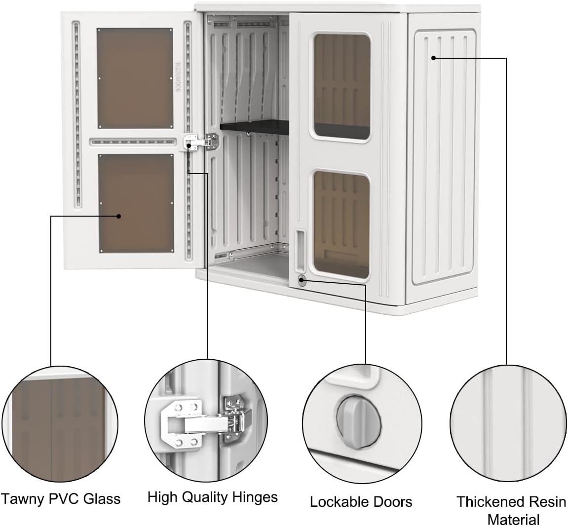 kinying outdoor storage cabinet waterproof,resin garage and laundry, close-up detail