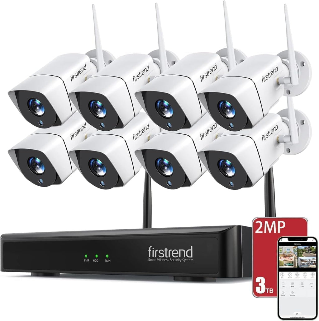 Wireless Security Camera System with 3TB HDD,8 CCTV Bullet Cameras