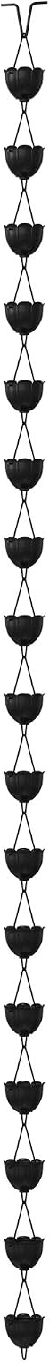 Rain Chains Direct - Tulip Rain Chain - 8.5 FT - Black Powder Coated Aluminum...