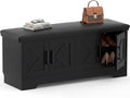 Armocity 43.3" Farmhouse Shoe Storage Bench with Cushion for Entryway
