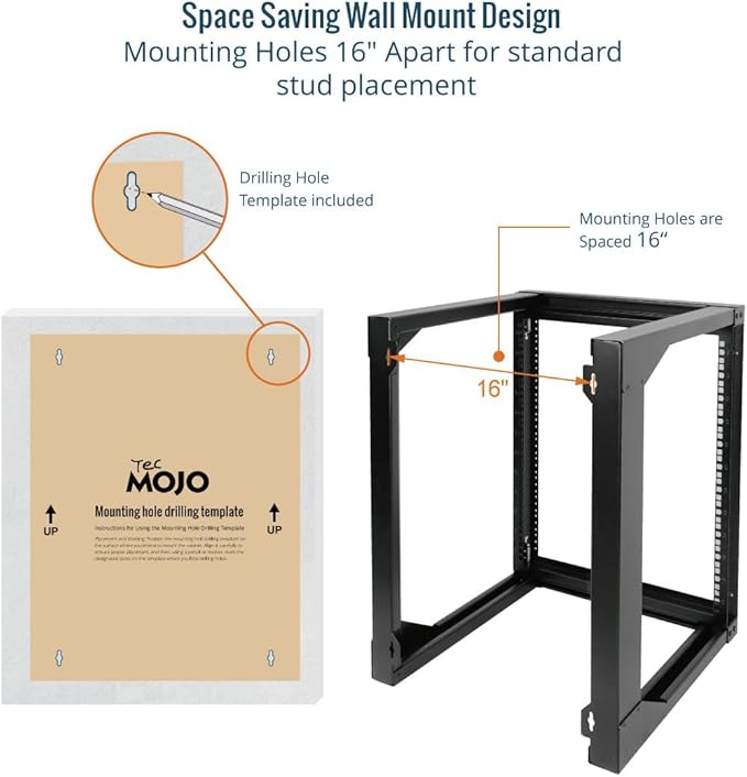 Tecmojo 12U Wall Mount Server Rack, Open Frame Network Rack