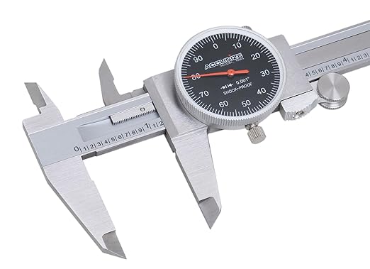 Accusize Industrial Tools 0-6" x 0.001" Dial Caliper, Stainless Steel in Fitted