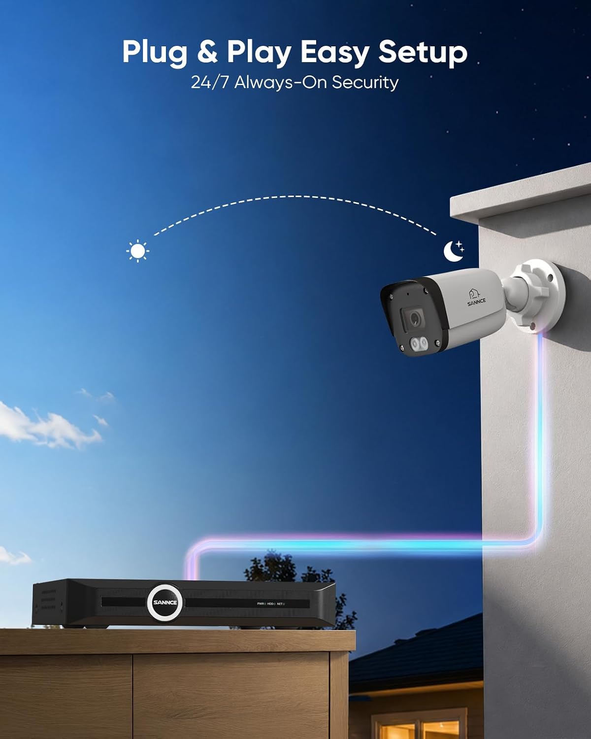 sannce 4k poe security camera system - nvr on a desk or shelf