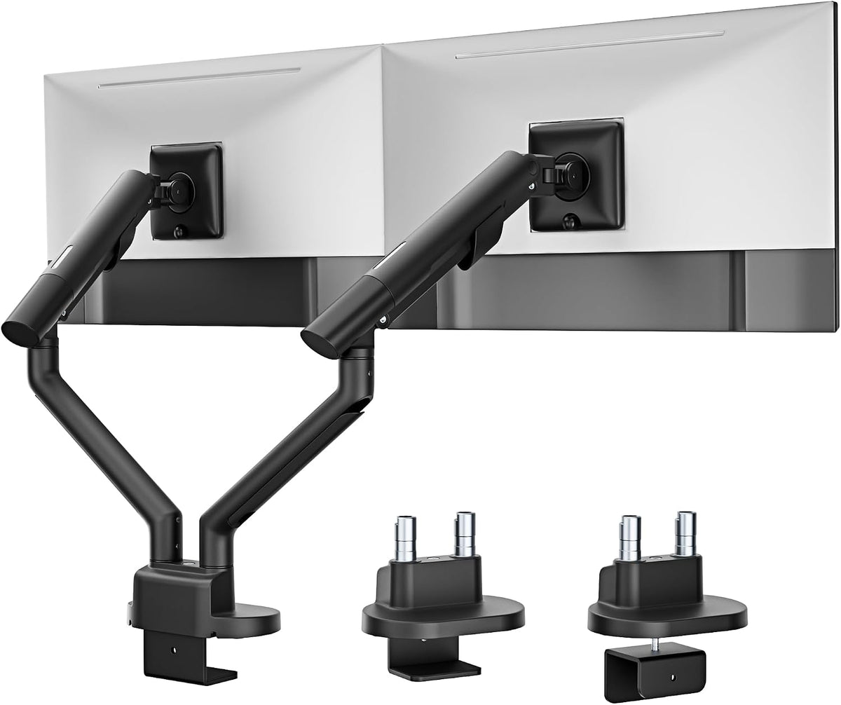 monTEK Dual Monitor Stand for 2 Screens 17 to 35 Inch, Heavy Duty Monitor Mount