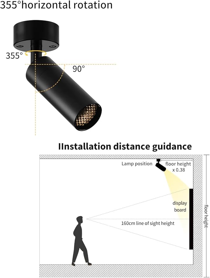 Gpaillumic Led Modern Directional Spotlight, Zoomable Monopoint Ceiling Spot