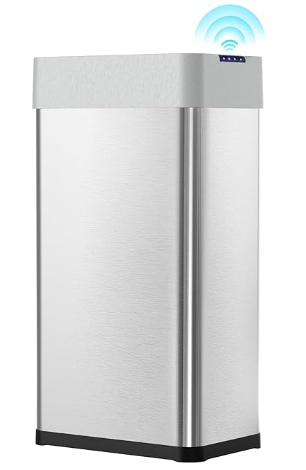 Arlopu 21.1 Gal Automatic Trash Can, 80L Stainless Steel Motion Sensor Garbage