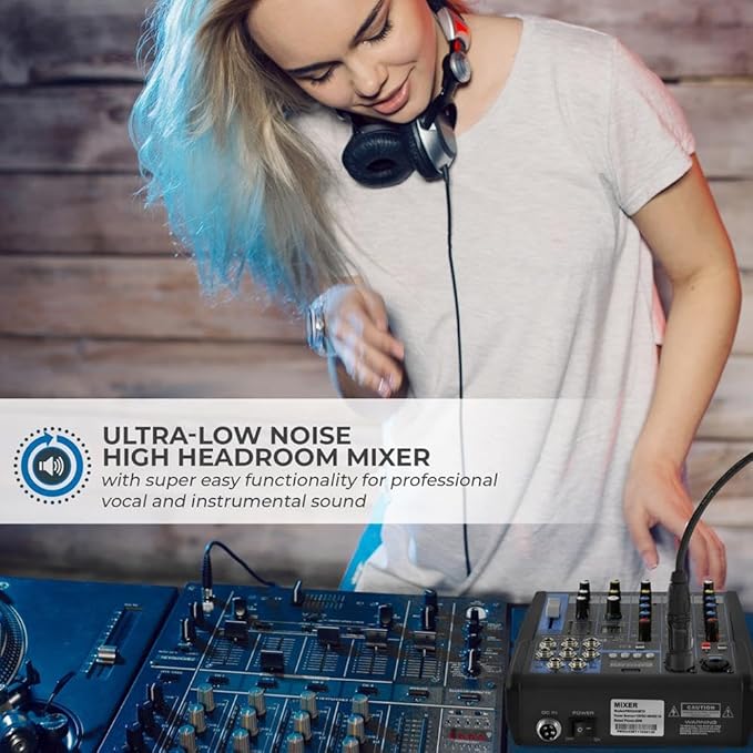 Pyle Professional Audio Mixer Sound Board Console System- Interface 4 Channel