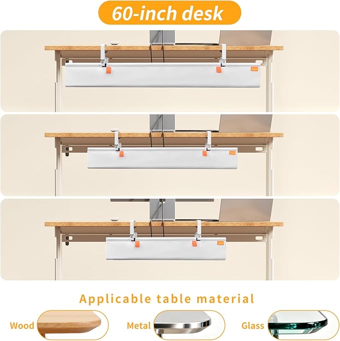 SUREUP9 No Drill Under Desk Cable Management Tray, Fabric Cable Management