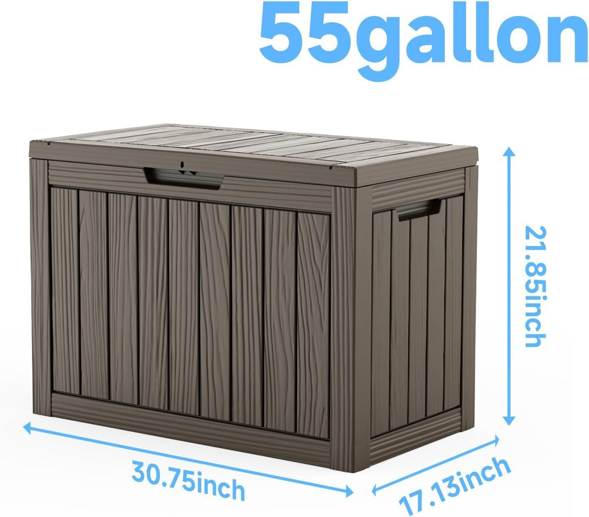 55 gal outdoor storage box waterproof lockable deck shown in use