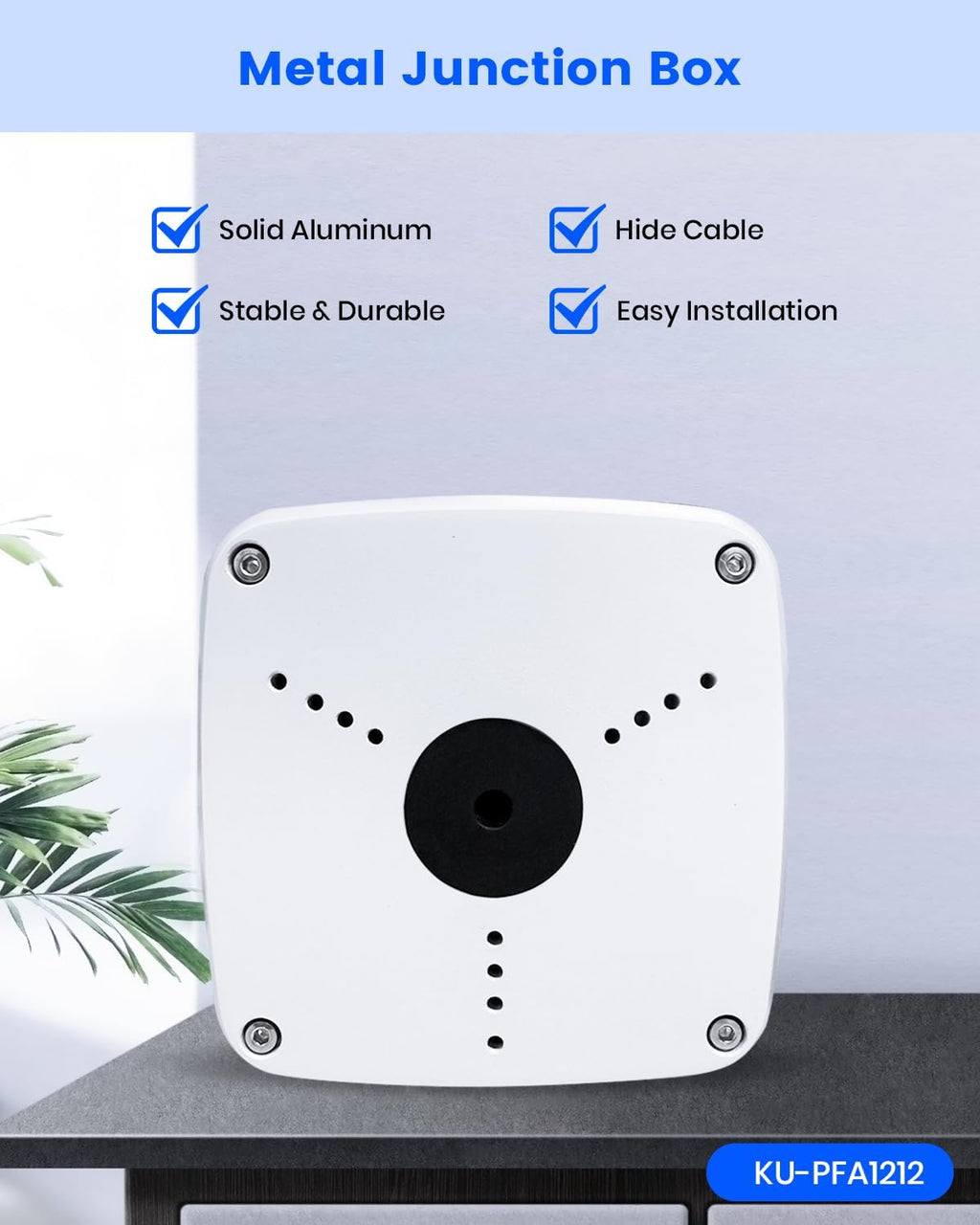 ku-pfa122 security camera junction box compatible with dah, close-up detail