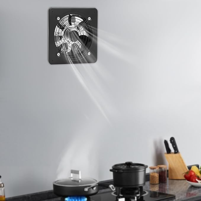 XUFOPLY 9.84 Inch Exhaust Fan, 110V 100W Wall Mounted Vent Fans 2600RPM Kitchen