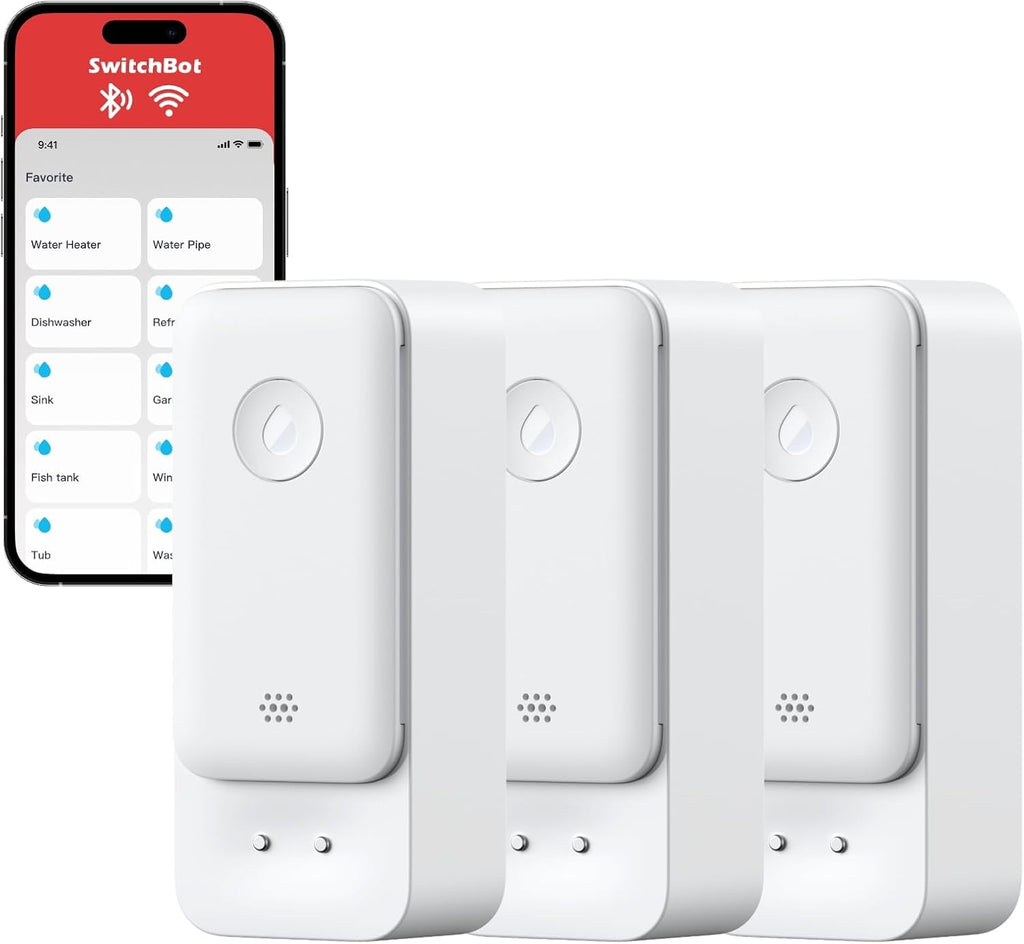 SwitchBot WiFi Water Sensor, Smart Water Leak Detector, 100dB Adjustable Alerts (3 Pack)