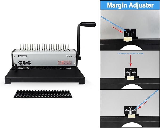 RAYSON SD1202 Comb Binding Machine, 19 Holes, Max Punching Letter Size