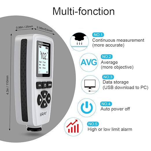 ERAY Mil Thickness Gauge, Coating Thickness Gauges, Paint Depth Gauge Meter