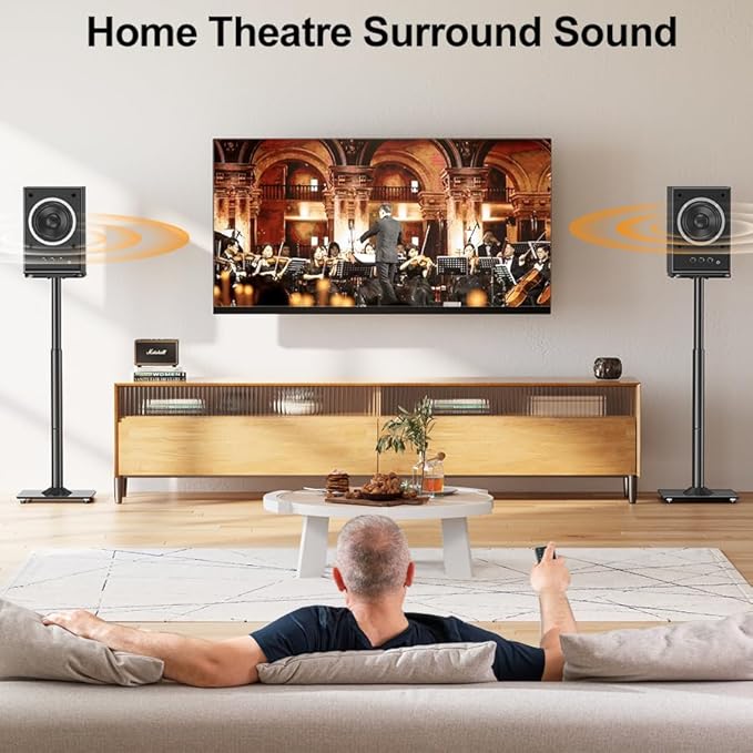 ELIVED Universal Speaker Stands Height Adjustable 28"-37.4", Bookshelf Speaker