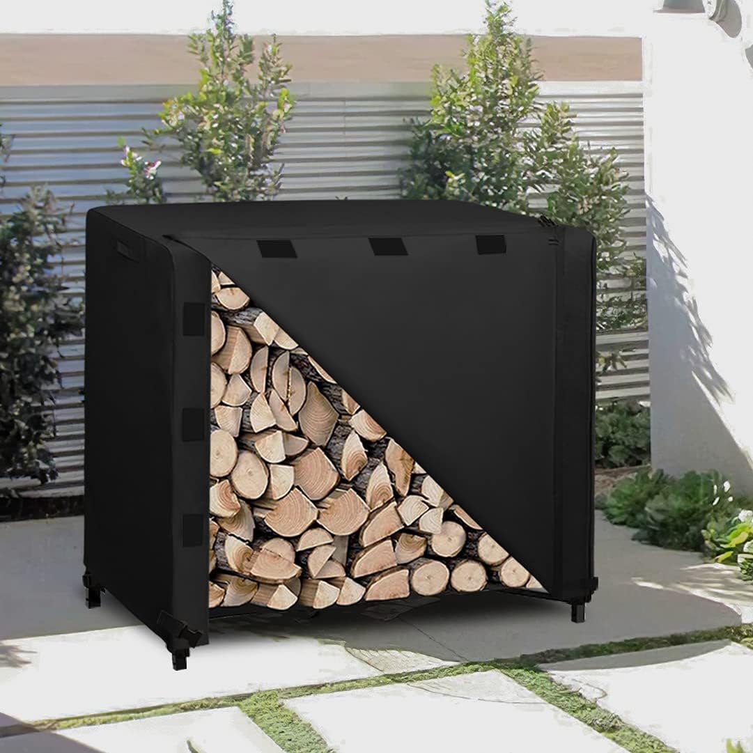 easy-going 4 feet outdoor log rack cover waterproof shown in use