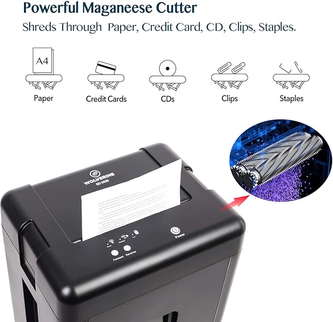 WOLVERINE 15-Sheet Super Micro Cut High Security Level P-5 Heavy Duty