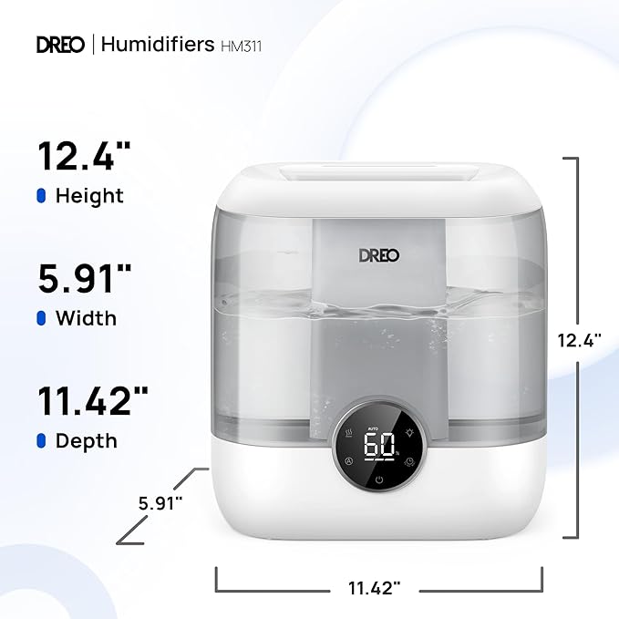 DREO 6L Top Fill Humidifiers for Bedroom, 60H Runtime 28 dB Quiet Supersized