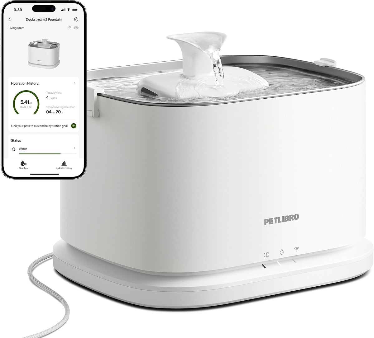 PETLIBRO Upgrade Cat Water Fountain Stainless Steel Tray, Dockstream 2 Cat