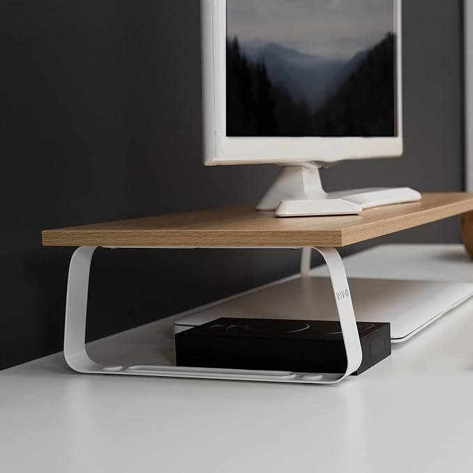VIVO 24 inch Monitor Stand, Wood and Steel Desktop Riser, Small TV, Ergonomic
