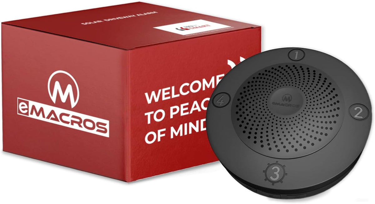 eMACROS Single Base Station Long Range Solar Wireless Driveway Alarm &