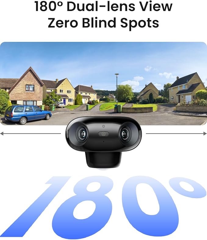 REOLINK Argus 4 Pro Black, 4K Dual-Lens 180° Solar Security Cameras Wireless