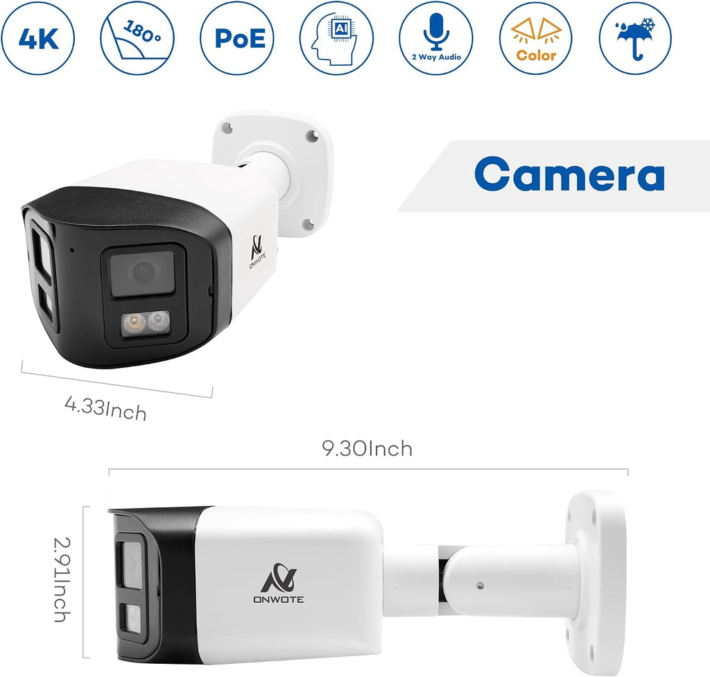 onwote 4k 8mp 180° wide dual-lens poe ip, package contents