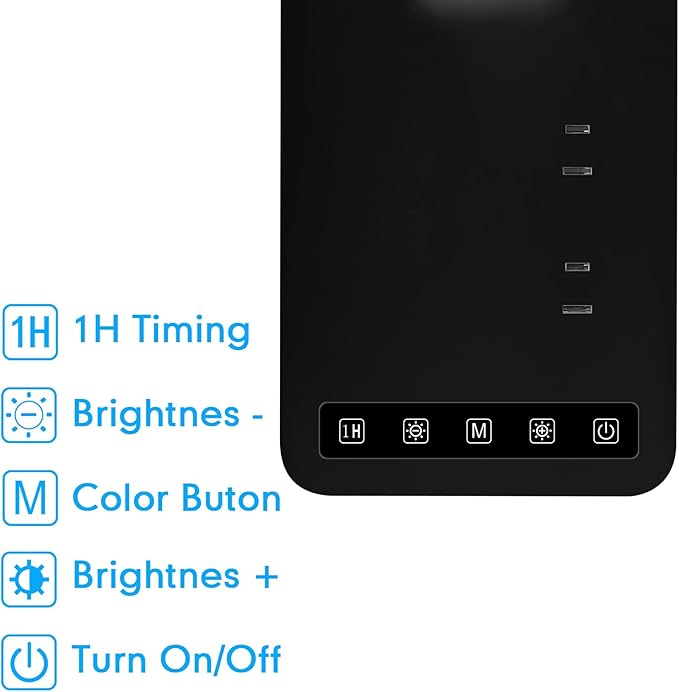 Smart Desk Lamp with 4-in-1 Charging Station, 5 Color temperatures and 5