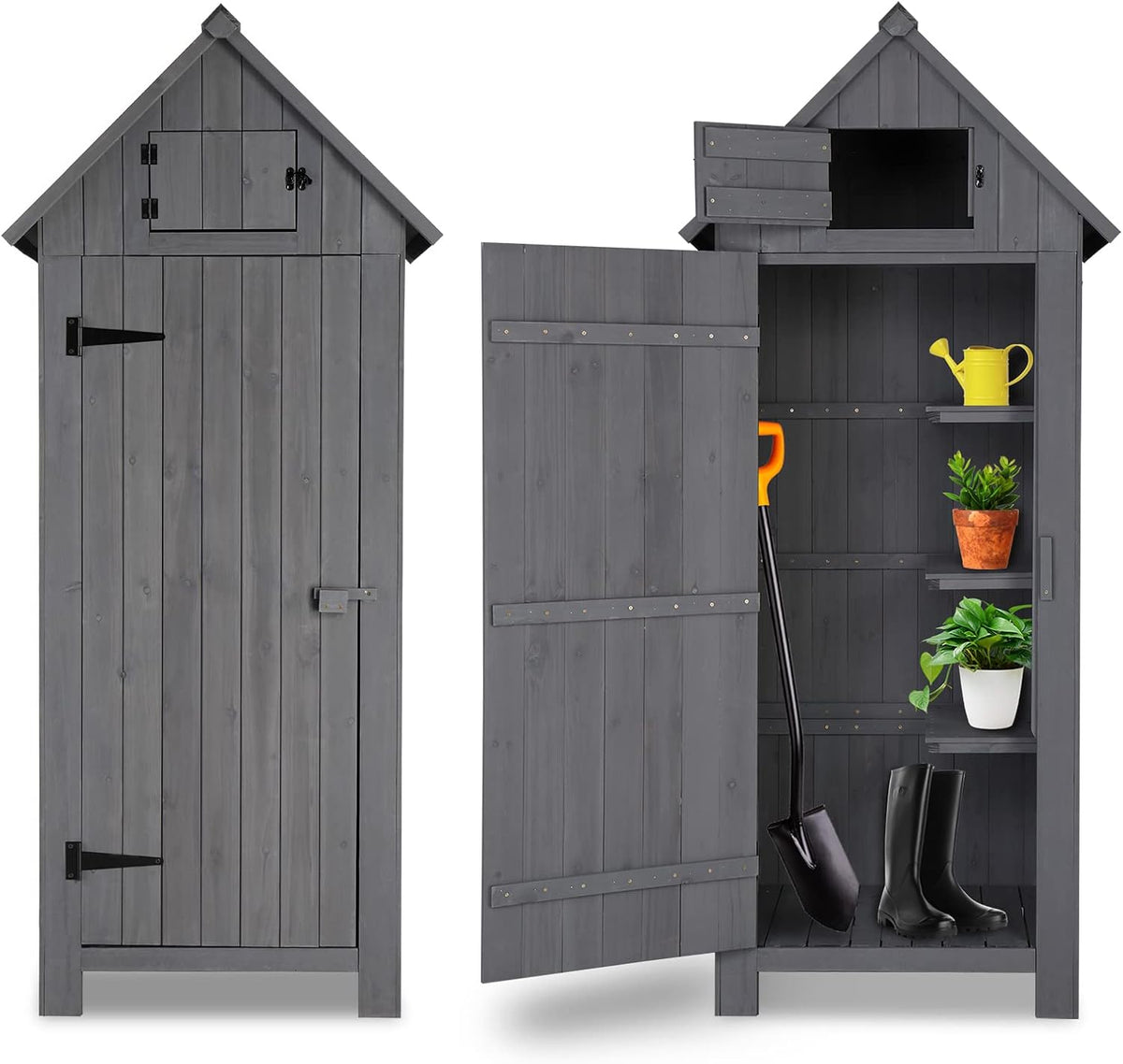 Outvita Outdoor Storage Shed, 70 Inch, Grey