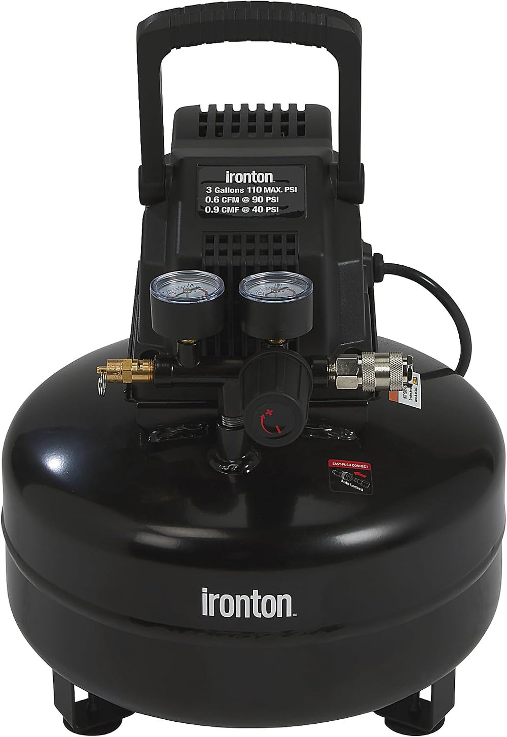 Ironton Oil-Free Pancake Air Compressor, 0.3 HP, 3 Gallon, 110 PSI