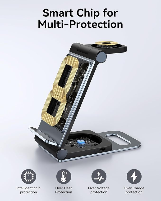 Wireless Charger for Samsung 3 in 1 Wireless Charging Station Foldable Wireless