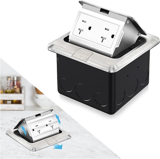 Vagueior Recessed Floor Electrical Outlet Kit, Waterproof Electrical Outlet