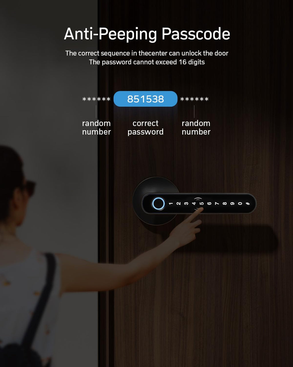TMEZON Smart Door Lock Fingerprint, Keyless Entry Door Lock with Handle APP/IC Cards/Codes/Keys/Fingerprints Biometric Electronic Smart Lock for Bedroom Home Hotel Office