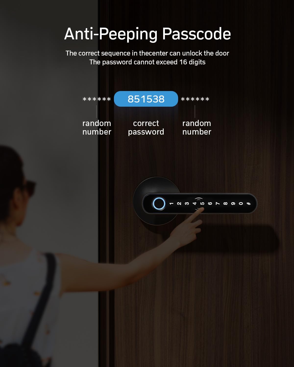 TMEZON Smart Door Lock Fingerprint, Keyless Entry Door Lock with Handle APP/IC Cards/Codes/Keys/Fingerprints Biometric Electronic Smart Lock for Bedroom Home Hotel Office
