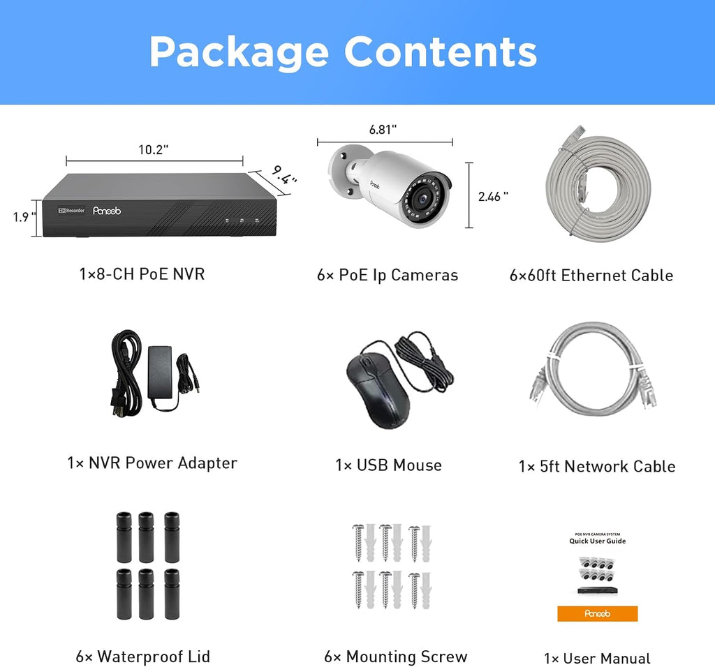 4k poe security camera system 8ch with 2tb, front angle view
