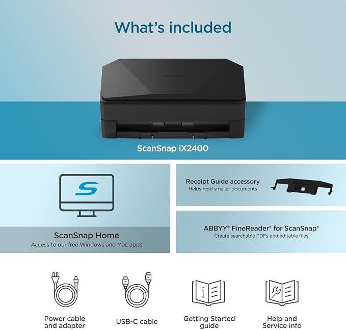 ScanSnap iX2400 High-Speed Simple One-Touch Button Color Document, Photo &