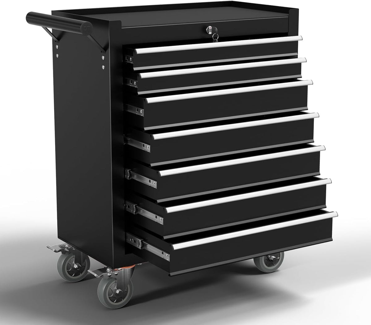 7-Drawer Metal Rolling Tool Chest with Wheels,Tool Storage Cabinet with Locking System,Toolbox with Wheels for Garage,Warehouse,Workshop (Black,7-Drawer)