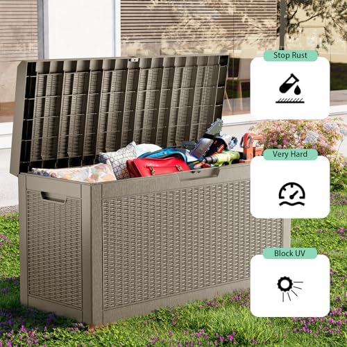70Gal Outdoor Storage Box Waterproof Lockable Deck Box