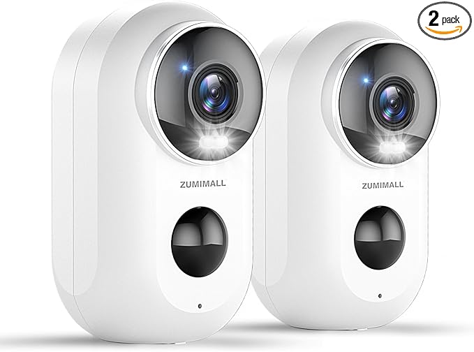 ZUMIMALL Security Cameras Wireless Outdoor, 2 Packs, 2K Cameras